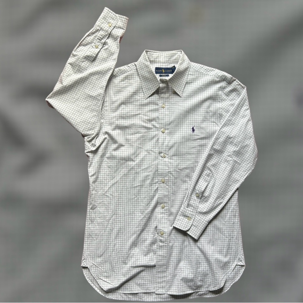 Ralph Lauren Men's Slim Fit  Shirt In Grey/White